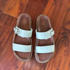 Celine White Leather Sandals, size 38